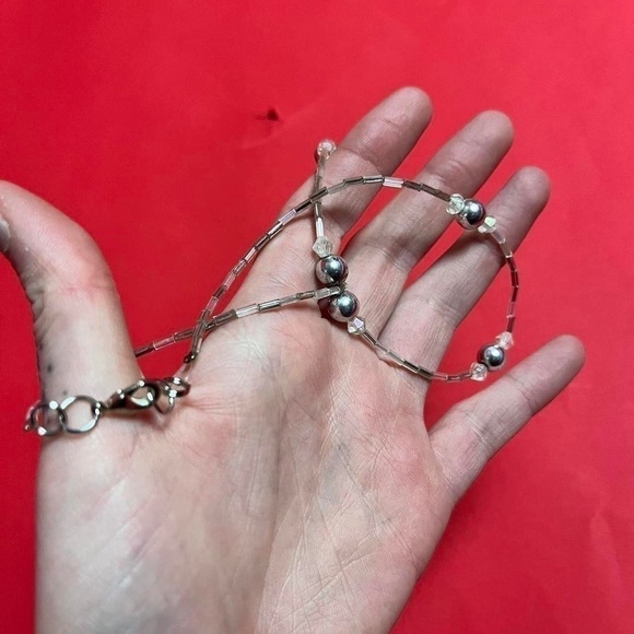 Dainty silver and  white beaded necklace 🤍🤍​​​​​​​​​​​​​​​​​​​​ - Picture 3 of 3